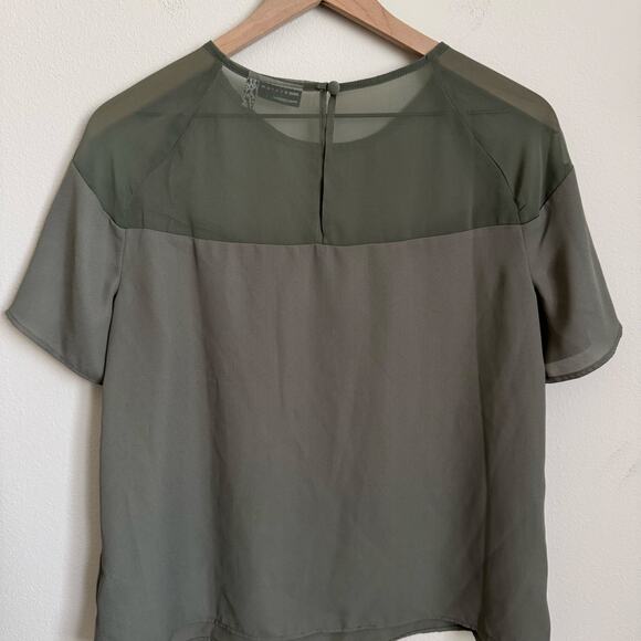 ASOS Design Womens Green Short-Sleeve Mesh Sheer Blouse Top Size 6 Office Work - Picture 7 of 7